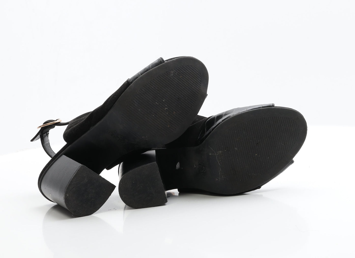 Primark Womens Black Faux Suede Slingback Heel 7 EUR 40