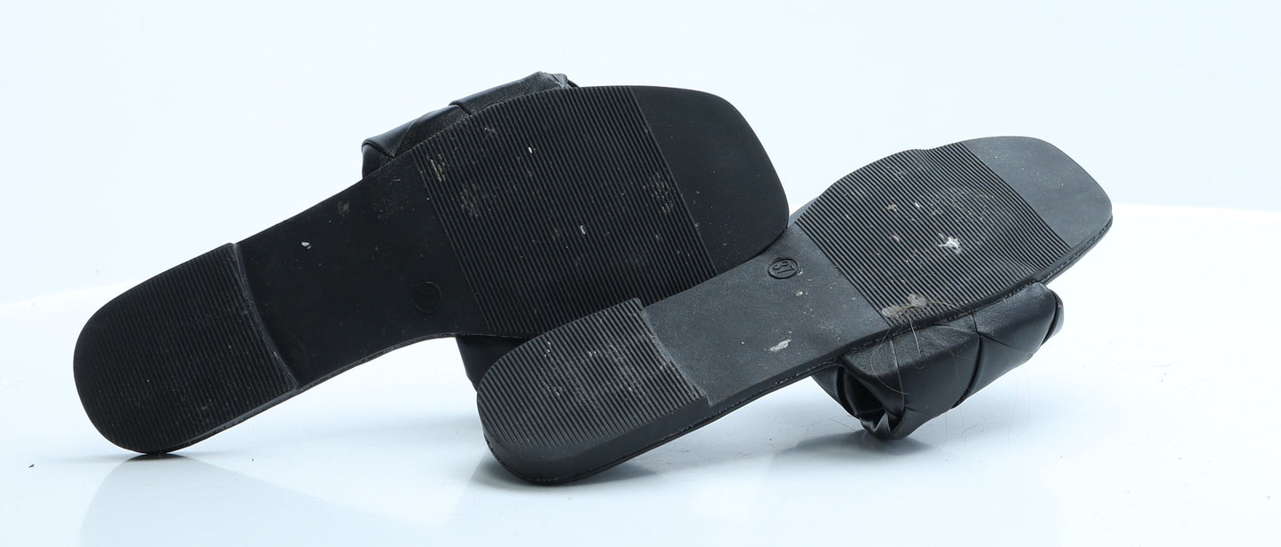 Pep&Co Womens Black Polyester Mule Flat 4 37