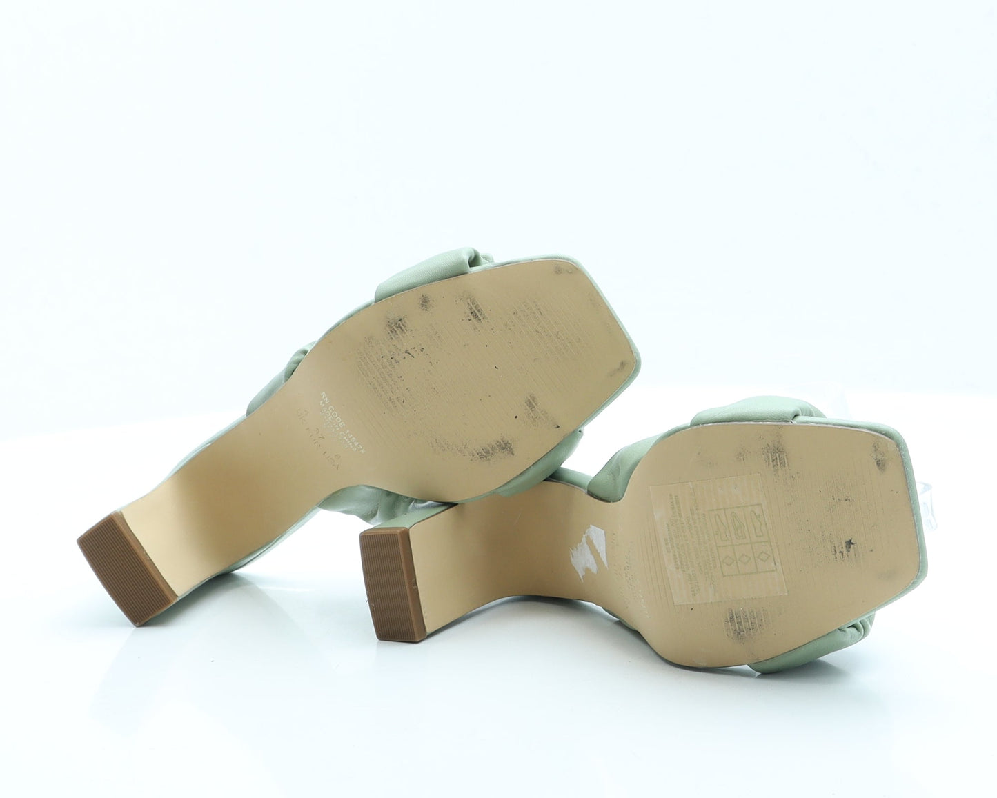 Primark Womens Green Faux Leather Mule Heel 4 EUR 37 US 6