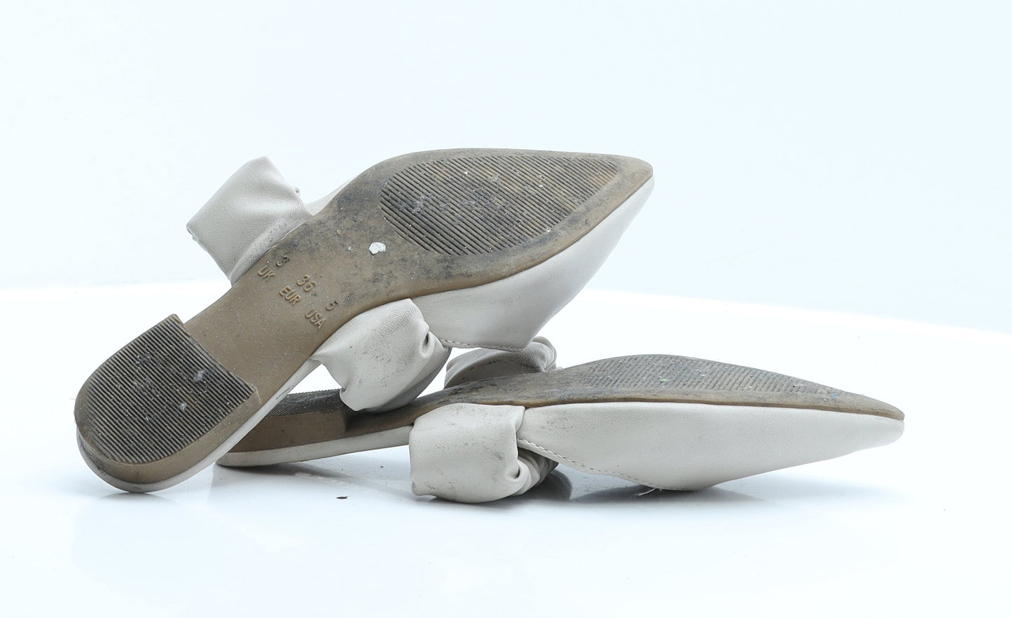 Primark Womens Beige Polyester Slip On Flat 3 36