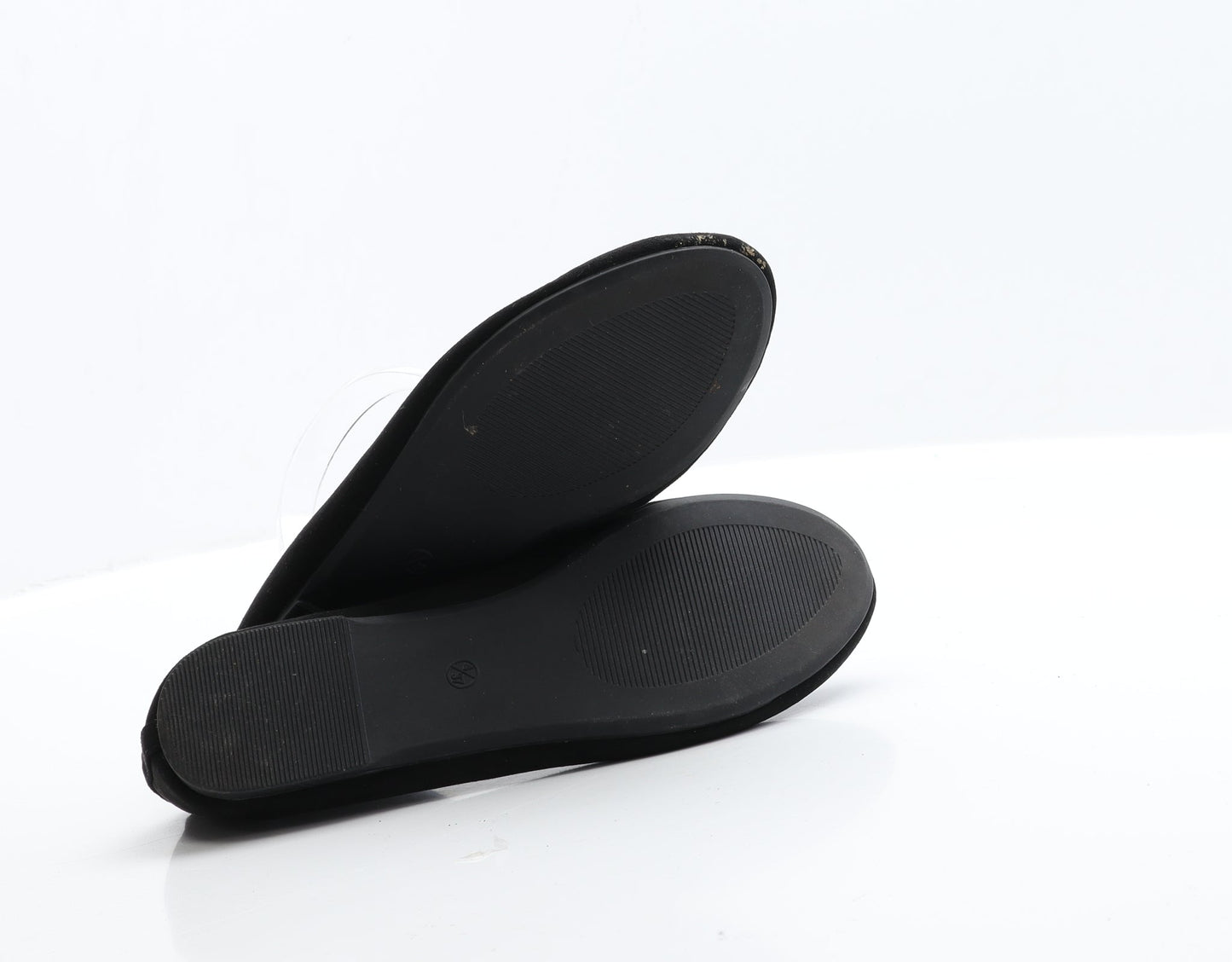 George Womens Black Fabric Ballet Flat UK 4 37