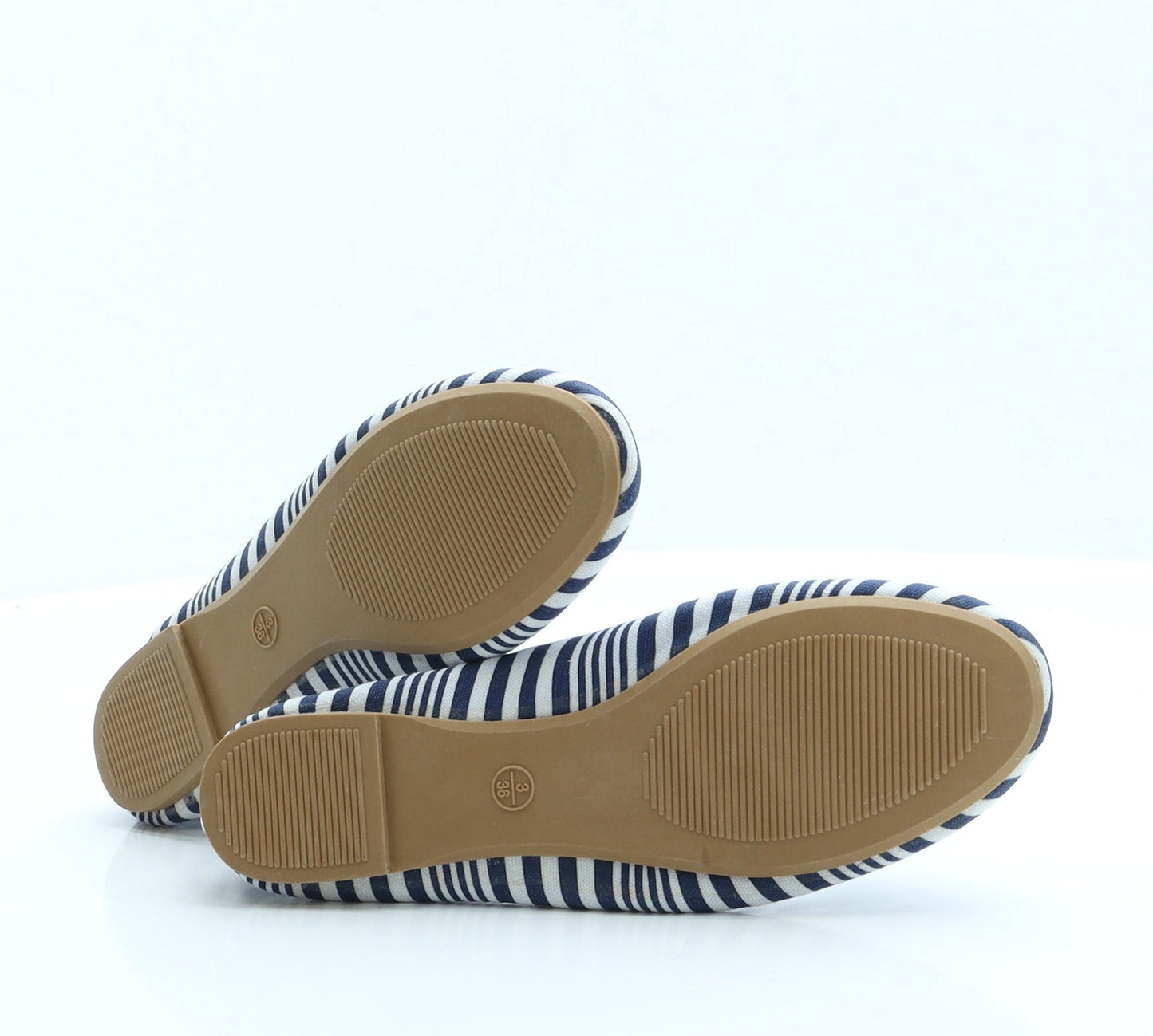 Atmosphere Womens Blue Striped Fabric Ballet Flat UK 3 EUR 36