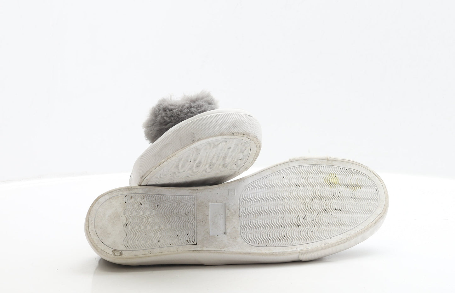 Primark Womens Grey Polyester Slip On Casual UK 8 42 - Pom Pom Detail