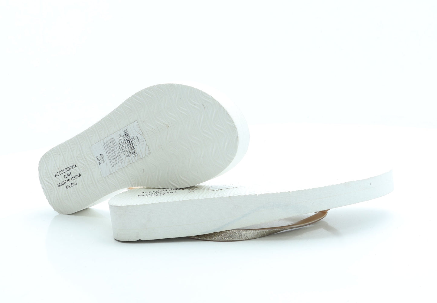 Preworn Womens White Geometric Rubber Thong Sandal UK 7