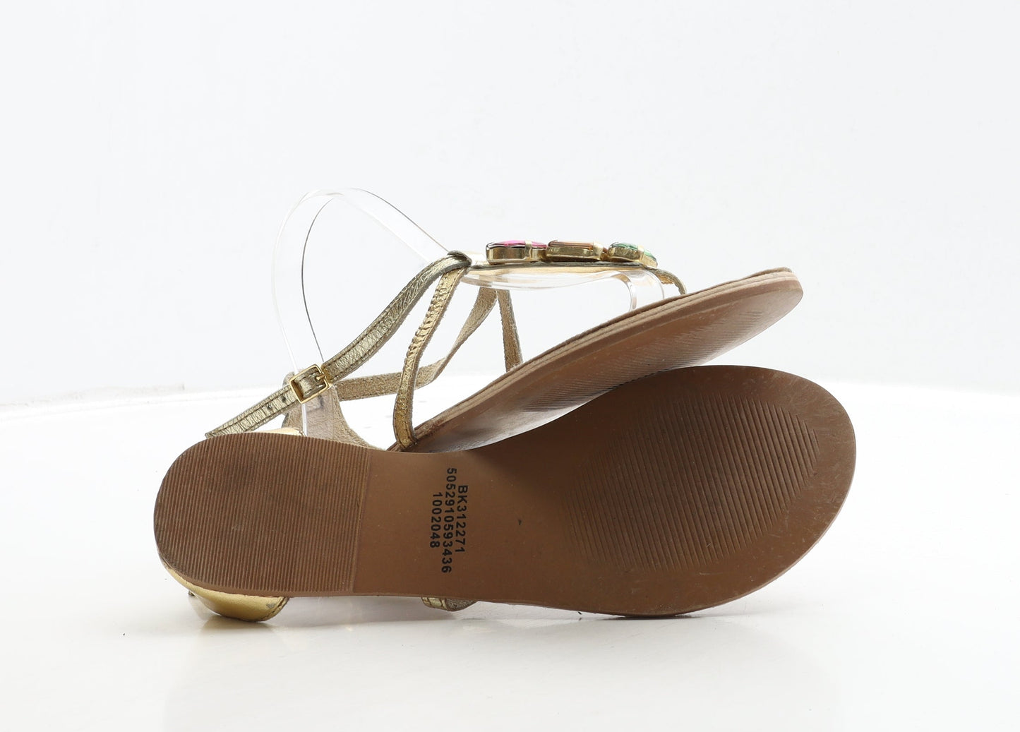 F&F Womens Gold Polyester Thong Sandal UK 5 38