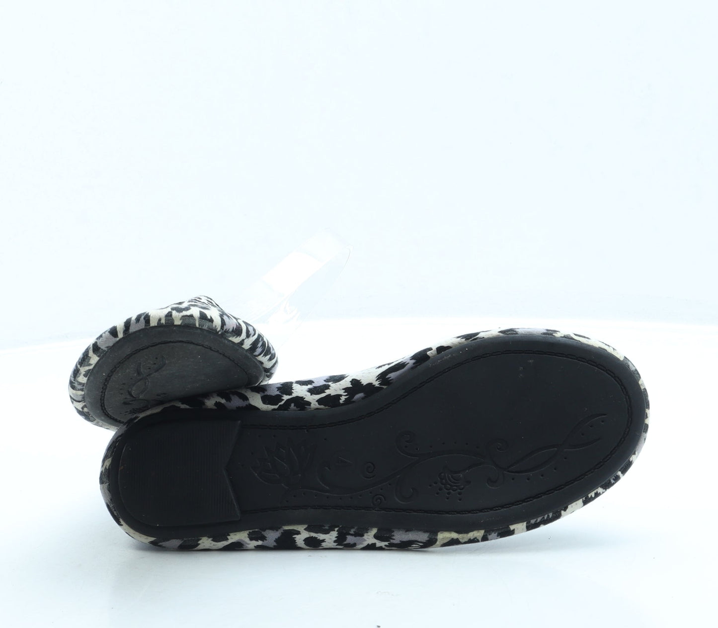 George Womens Black Animal Print Polyester Ballet Flat UK 4 37