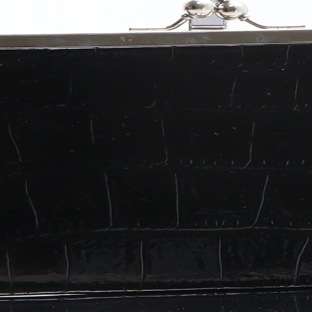Atmosphere Womens Black Animal Print Polyethylene Clutch Size Small