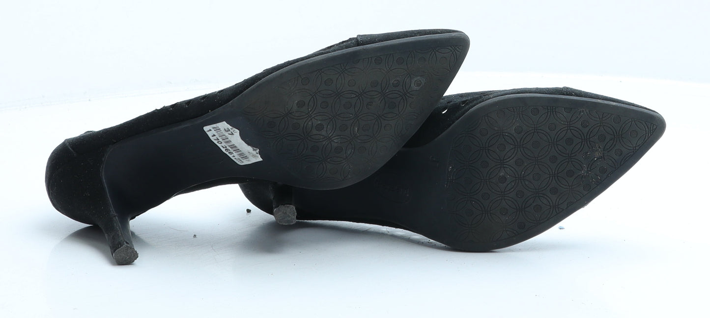 Preworn Womens Black Fabric Court Heel UK 4 37