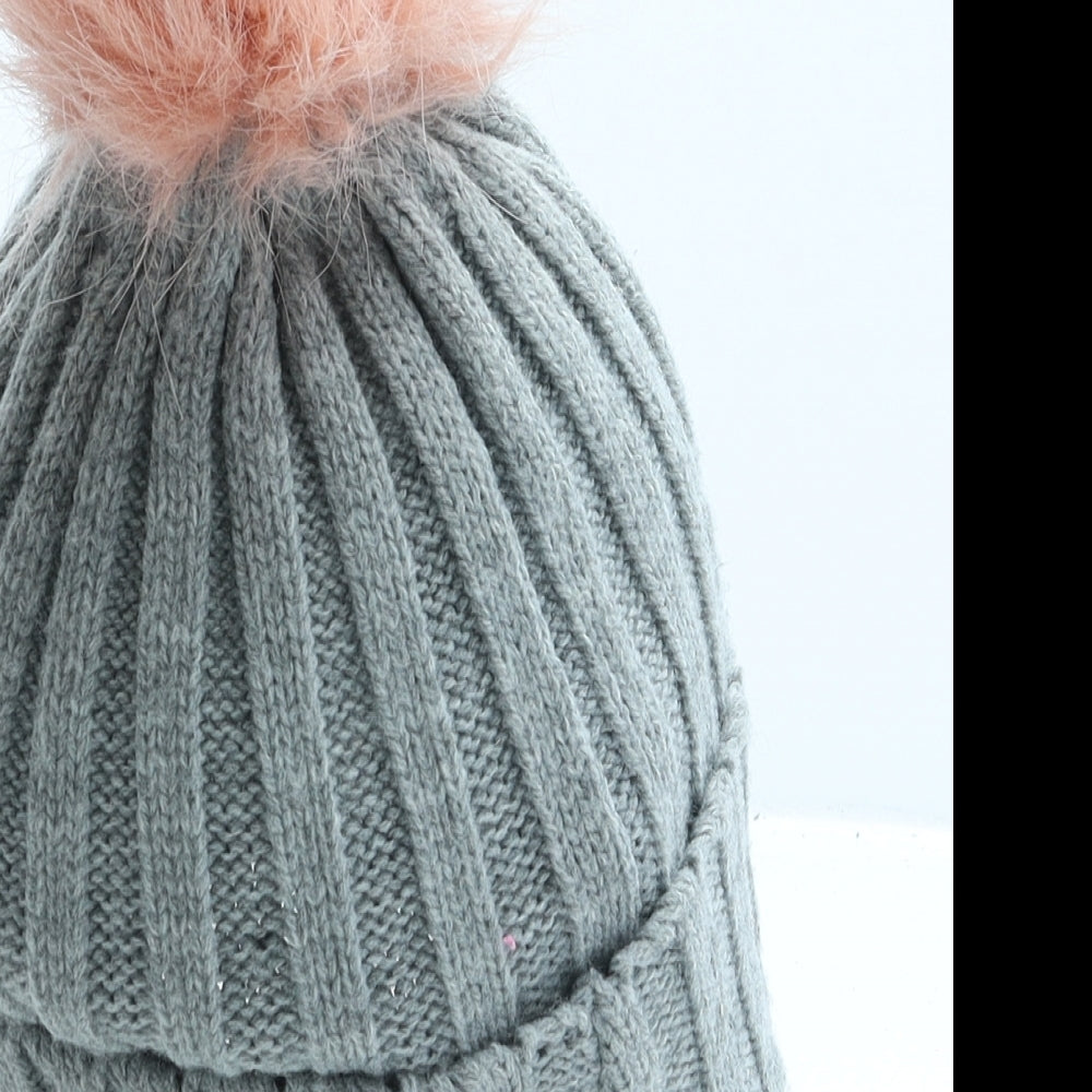 Primark Girls Grey Acrylic Bobble Hat One Size