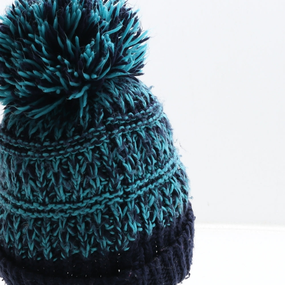 George Boys Blue Geometric Acrylic Bobble Hat Size S