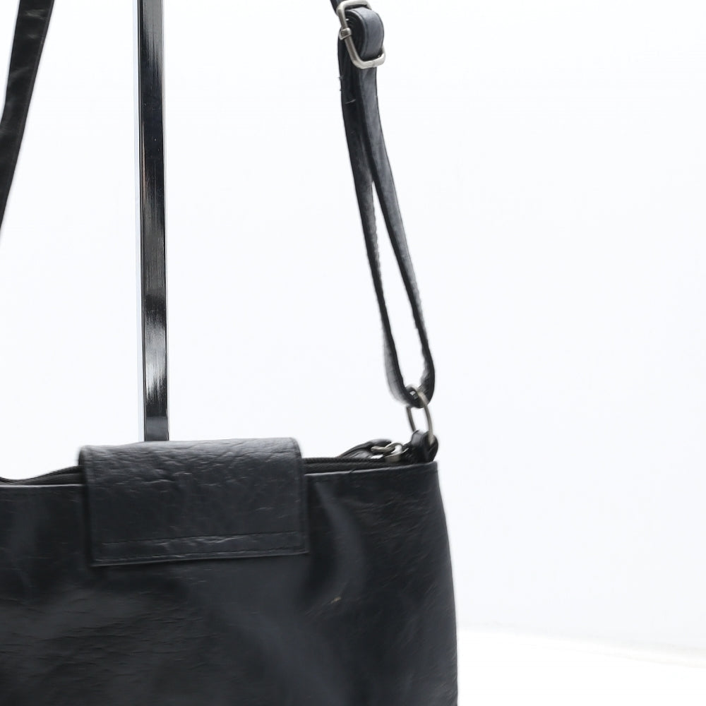 Preworn Womens Black Polyurethane Crossbody Size Small