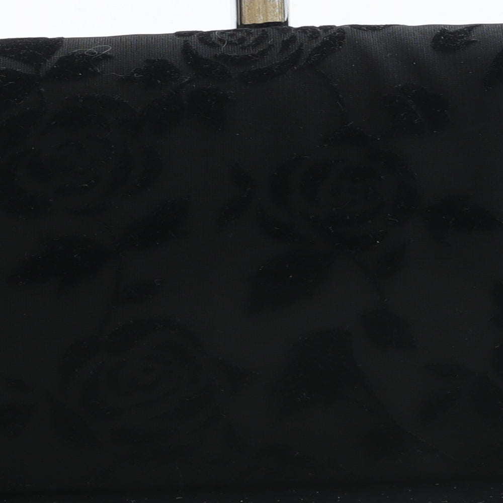 Preworn Womens Black Floral Polyester Clutch Size Small