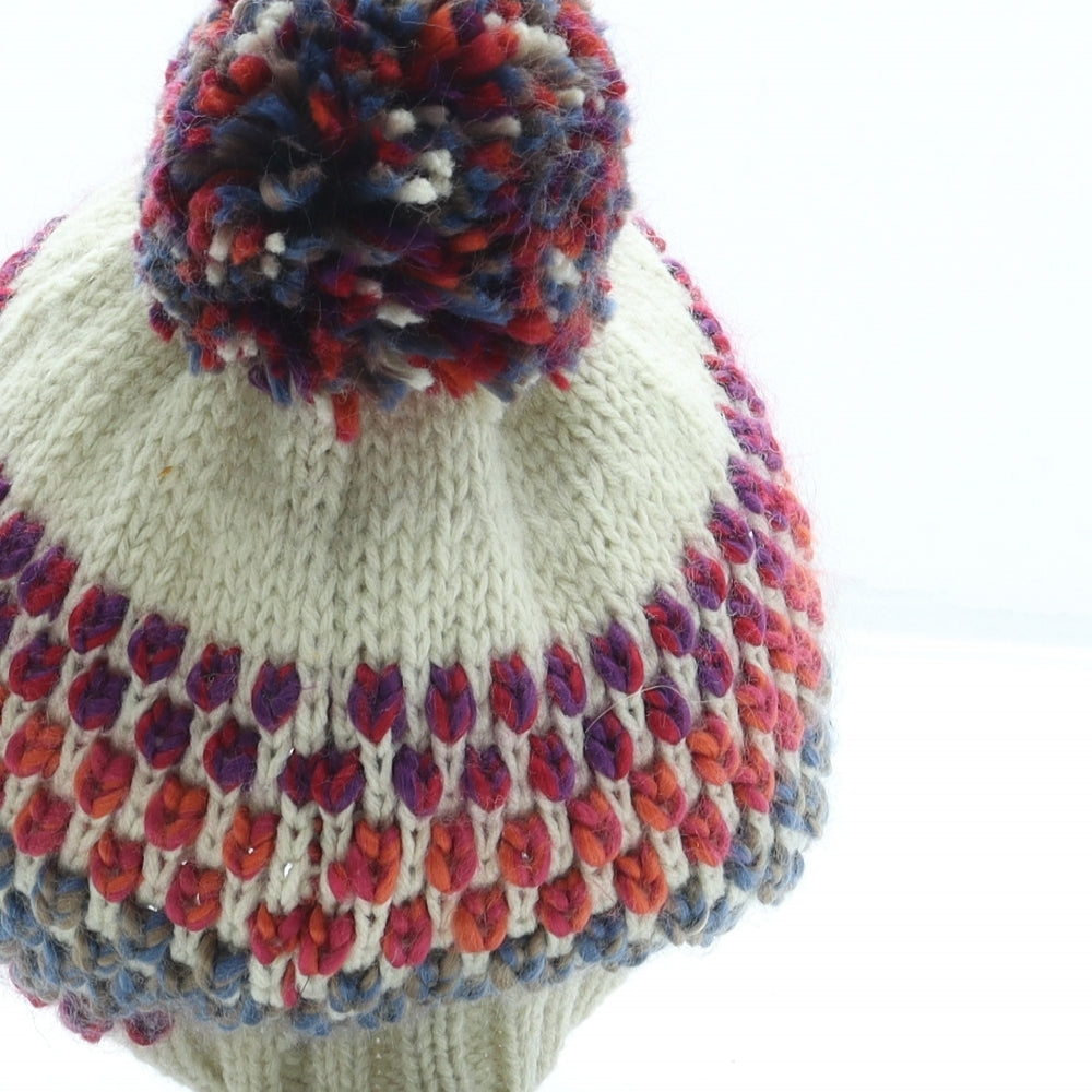 George Girls Multicoloured Geometric Acrylic Bobble Hat One Size - Pom Pom