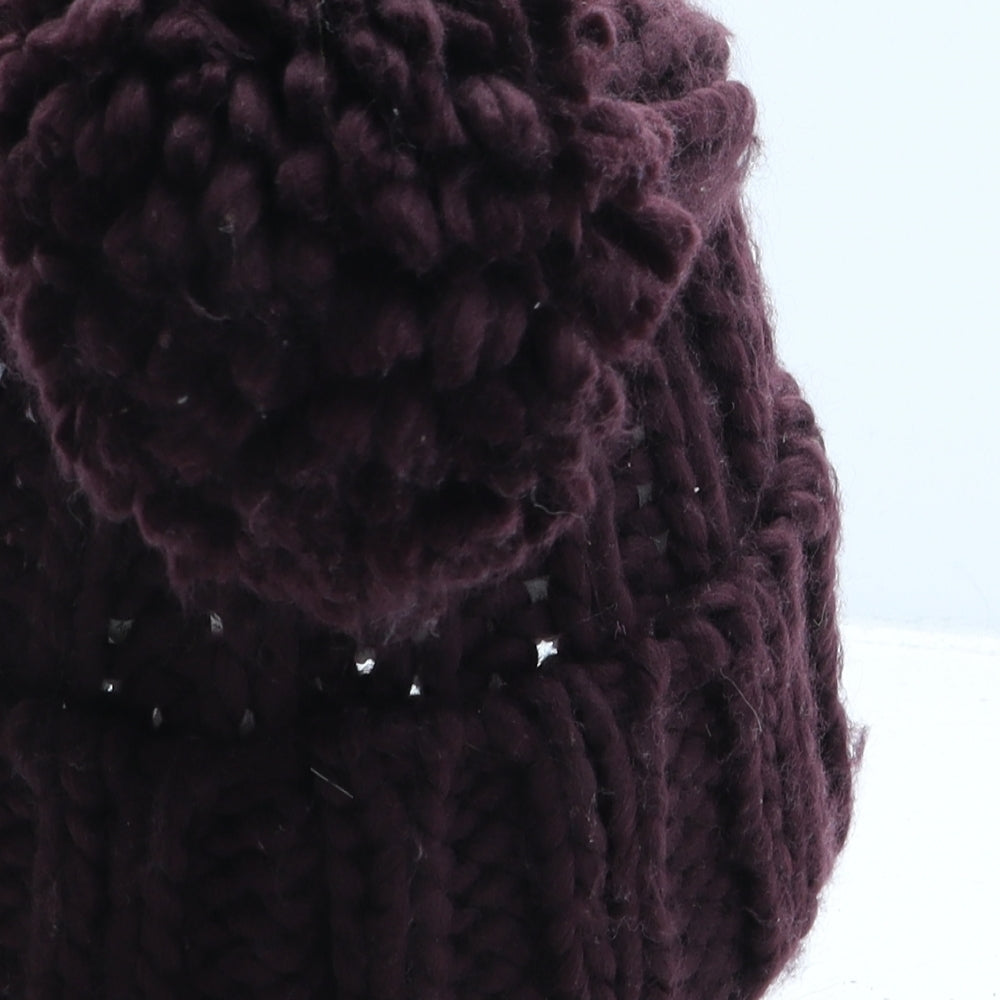 Primark Womens Purple Acrylic Bobble Hat One Size