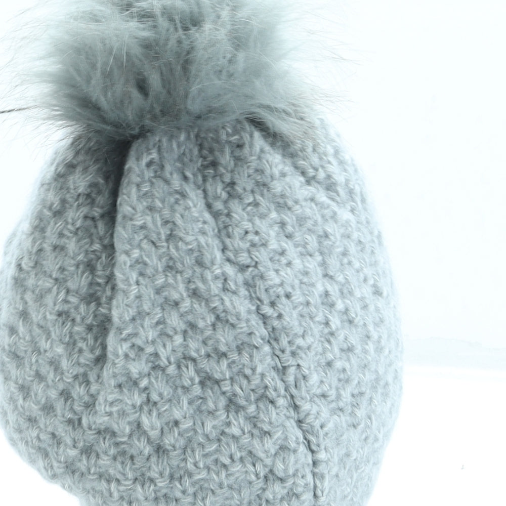 George Womens Grey Acrylic Bobble Hat One Size - Pom Pom