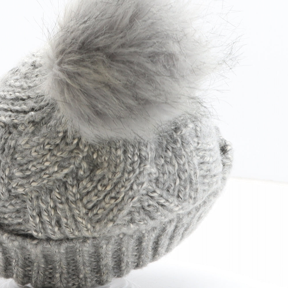 Preworn Girls Grey Acrylic Bobble Hat One Size