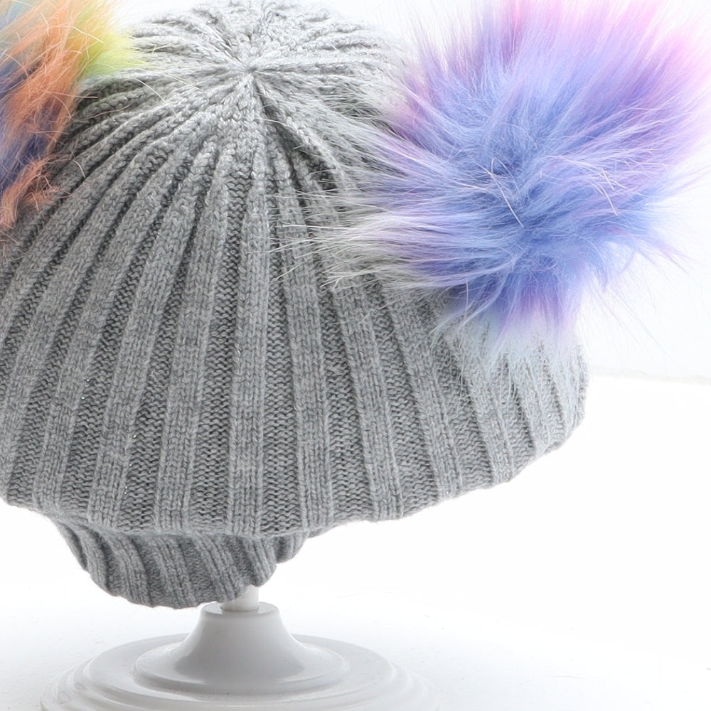 Preworn Girls Grey Acrylic Bobble Hat One Size
