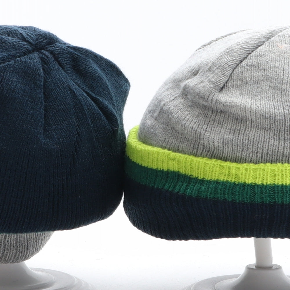 Preworn Boys Multicoloured Acrylic Beanie One Size - Pack of 2