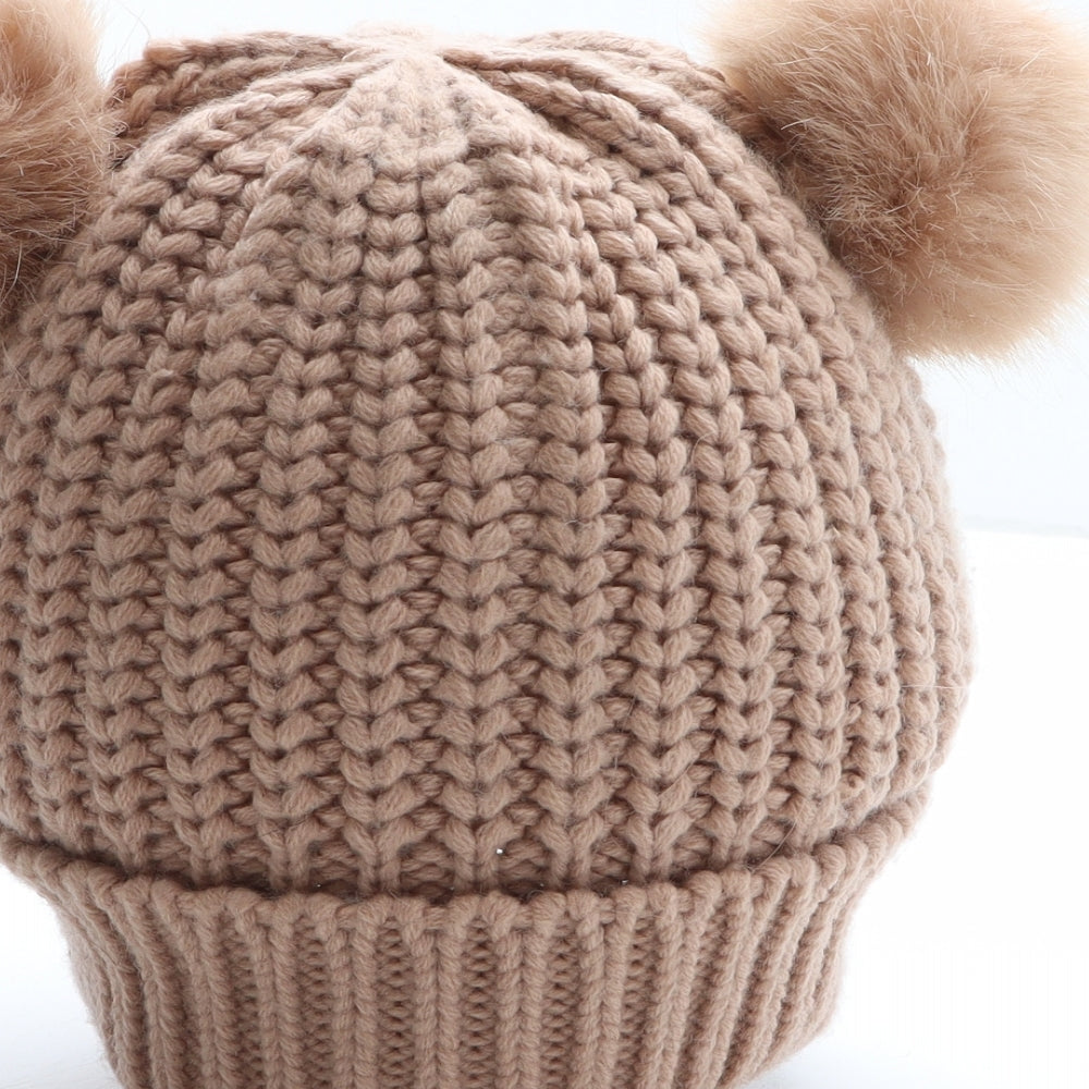 Preworn Girls Pink Acrylic Bobble Hat One Size