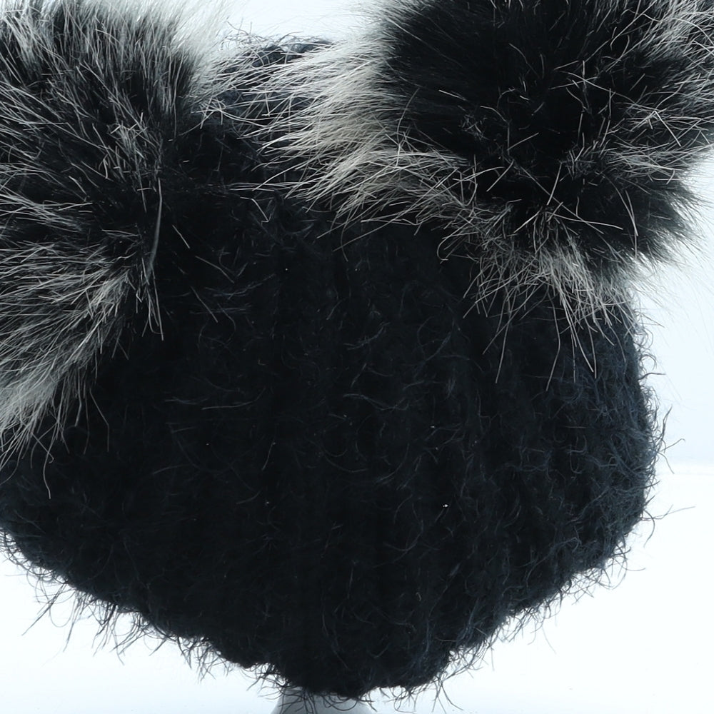 Primark Girls Black Acrylic Bobble Hat One Size