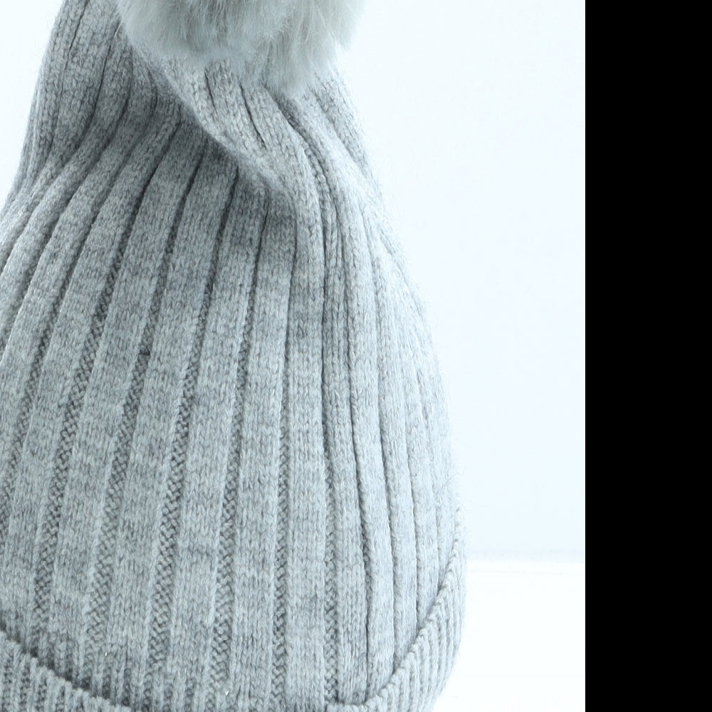 Primark Girls Grey Viscose Bobble Hat One Size
