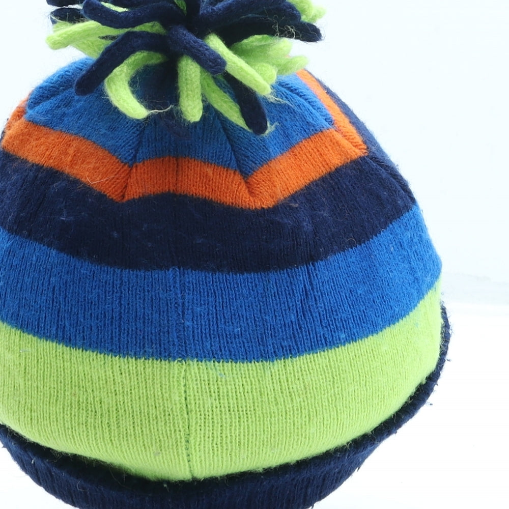 George Boys Blue Striped Acrylic Bobble Hat One Size - Paw Patrol