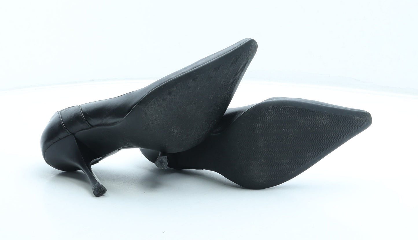 Fiore Womens Black Leather Court Heel UK 4 37