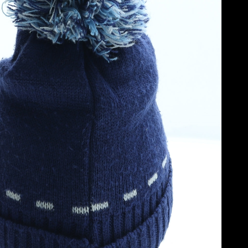 George Boys Blue Geometric Acrylic Bobble Hat Size S - Traffic