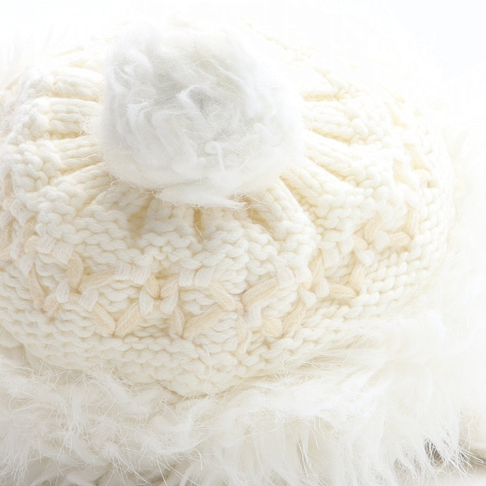 Preworn Girls Ivory Acrylic Bonnet One Size