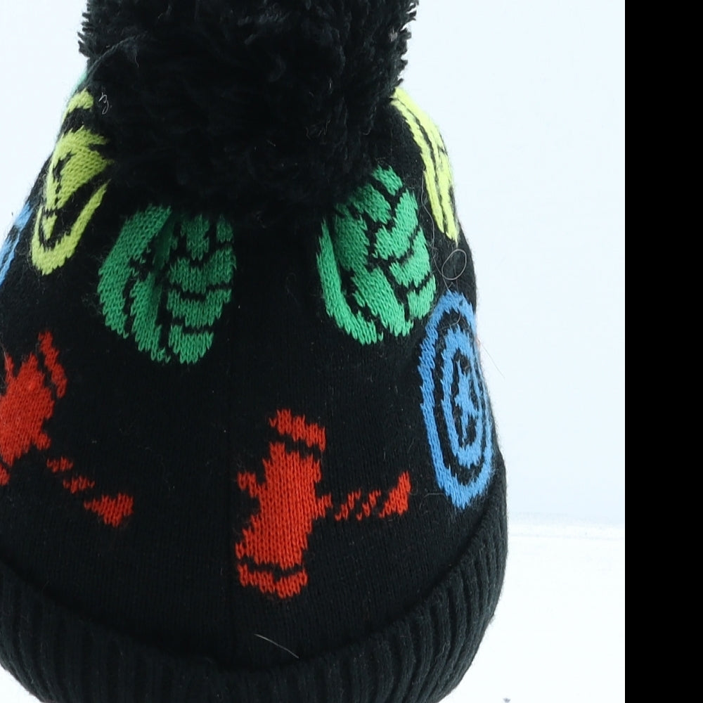 George Boys Black Geometric Acrylic Bobble Hat One Size - Avengers