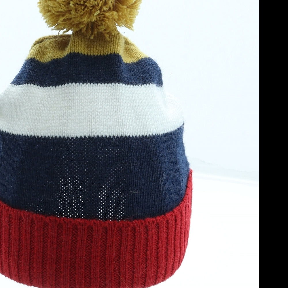 F&F Boys Multicoloured Striped Acrylic Bobble Hat Size S