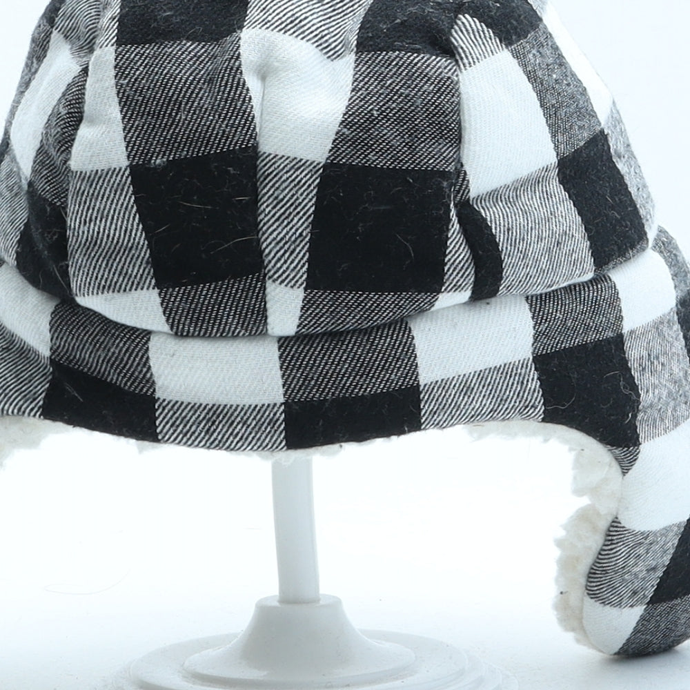 F&F Boys Black Check Polyester Trapper Hat One Size