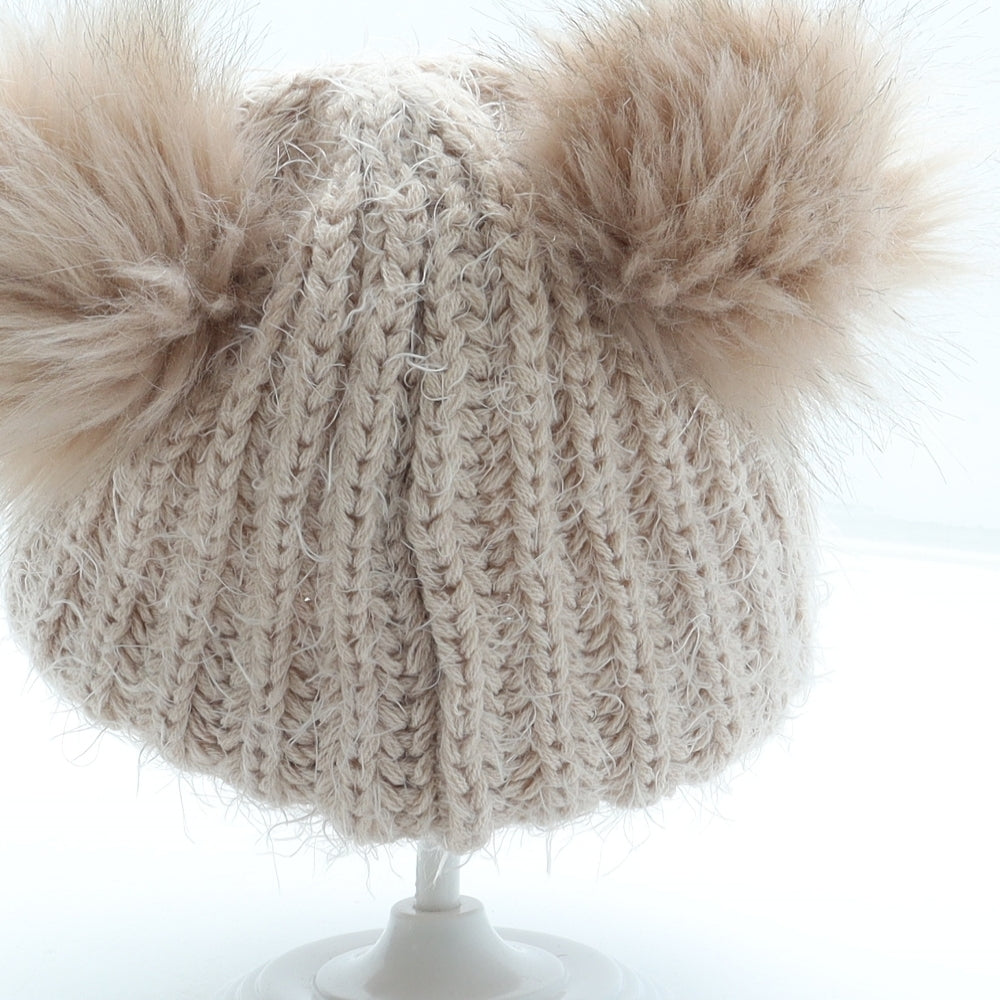Primark Womens Pink Acrylic Bobble Hat One Size - Faux fur