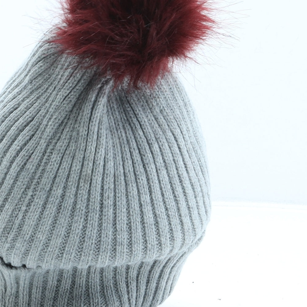 George Womens Grey Acrylic Bobble Hat One Size