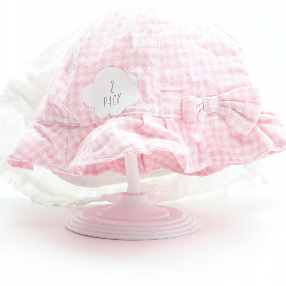George Girls Pink Check Viscose Bucket Hat One Size - Size 12-18 months, Two pack