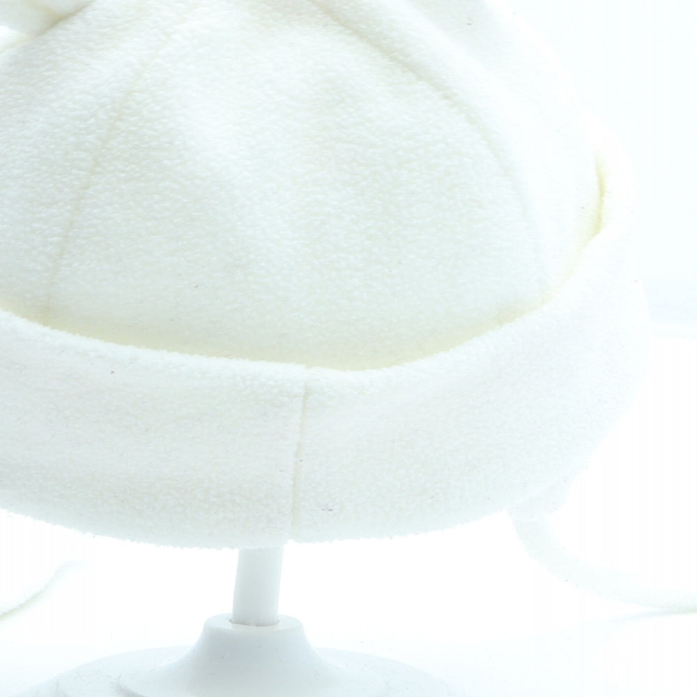 Preworn Girls White Polyester Winter Hat Size S - Bear Ears
