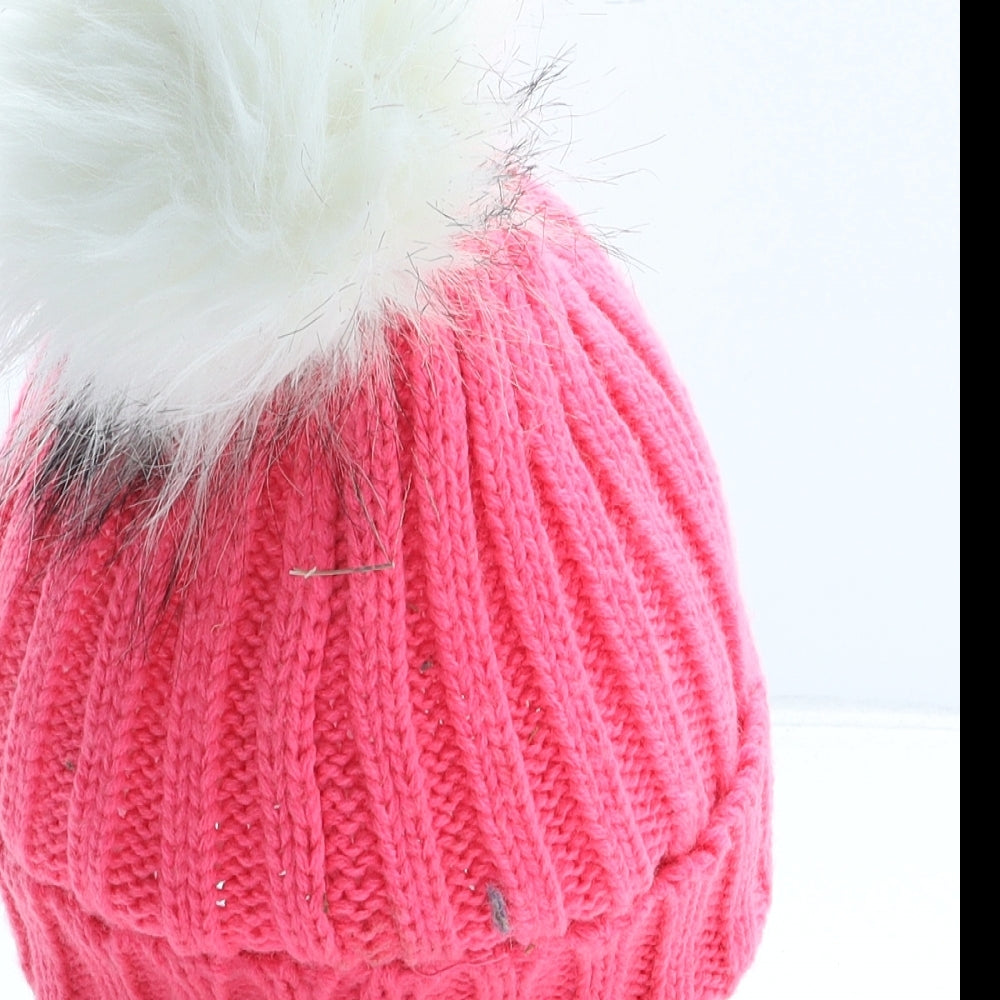 Preworn Girls Pink Acrylic Bobble Hat One Size