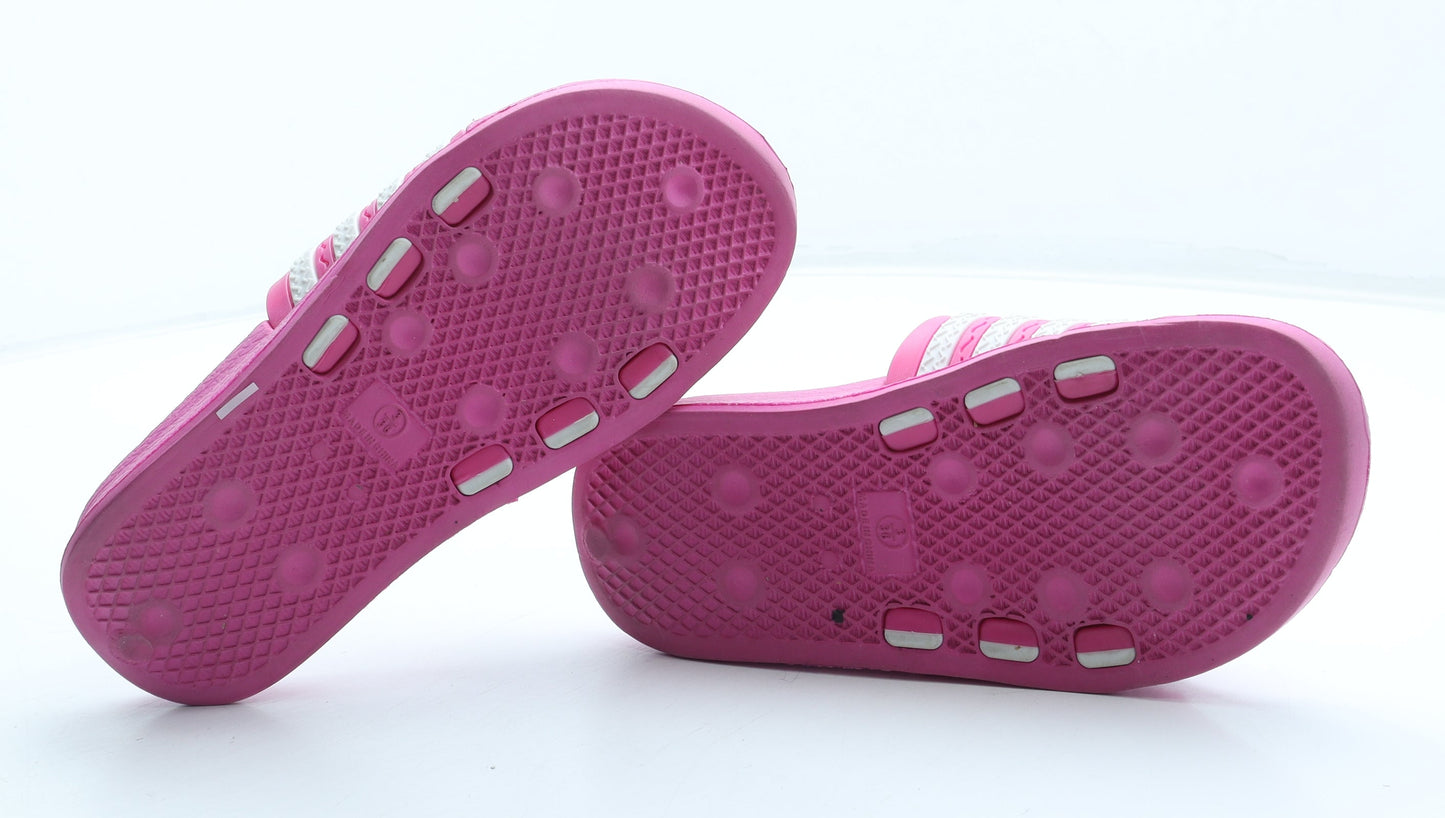Preworn Girls Pink Striped Rubber Slider Sandal UK 3 36