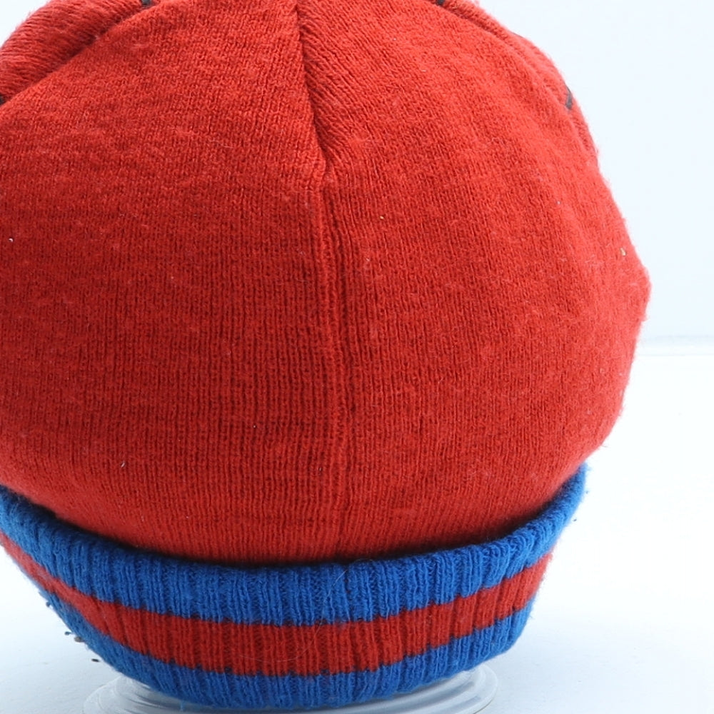 George Boys Red Geometric Acrylic Beanie One Size - Spiderman UK Size 8-12 Years