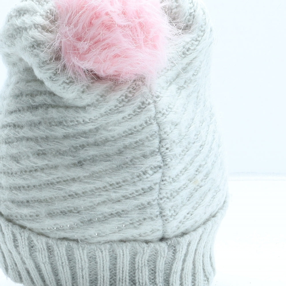 Preworn Womens Grey Acrylic Bobble Hat One Size
