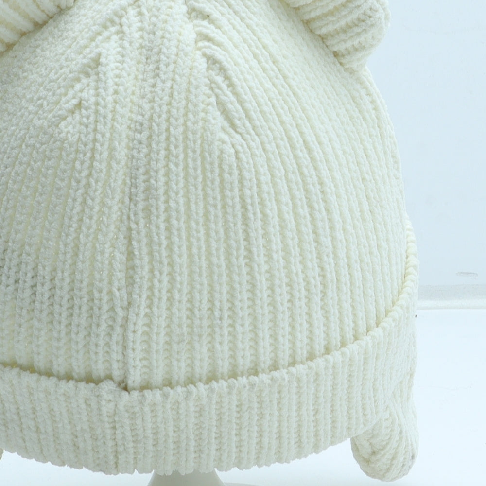 George Girls Ivory Polyester Beanie Size S - Size 12-18 months