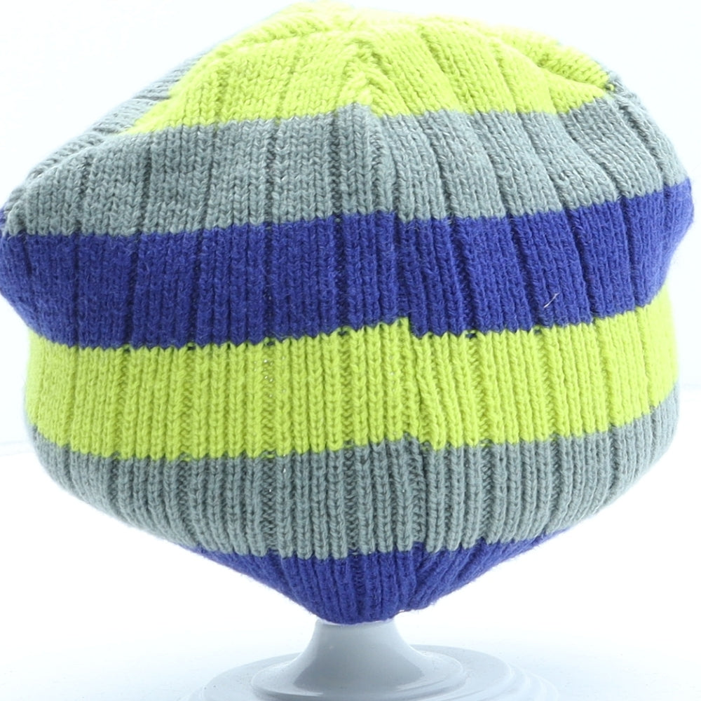 PEP&CO Mens Multicoloured Striped Acrylic Beanie One Size