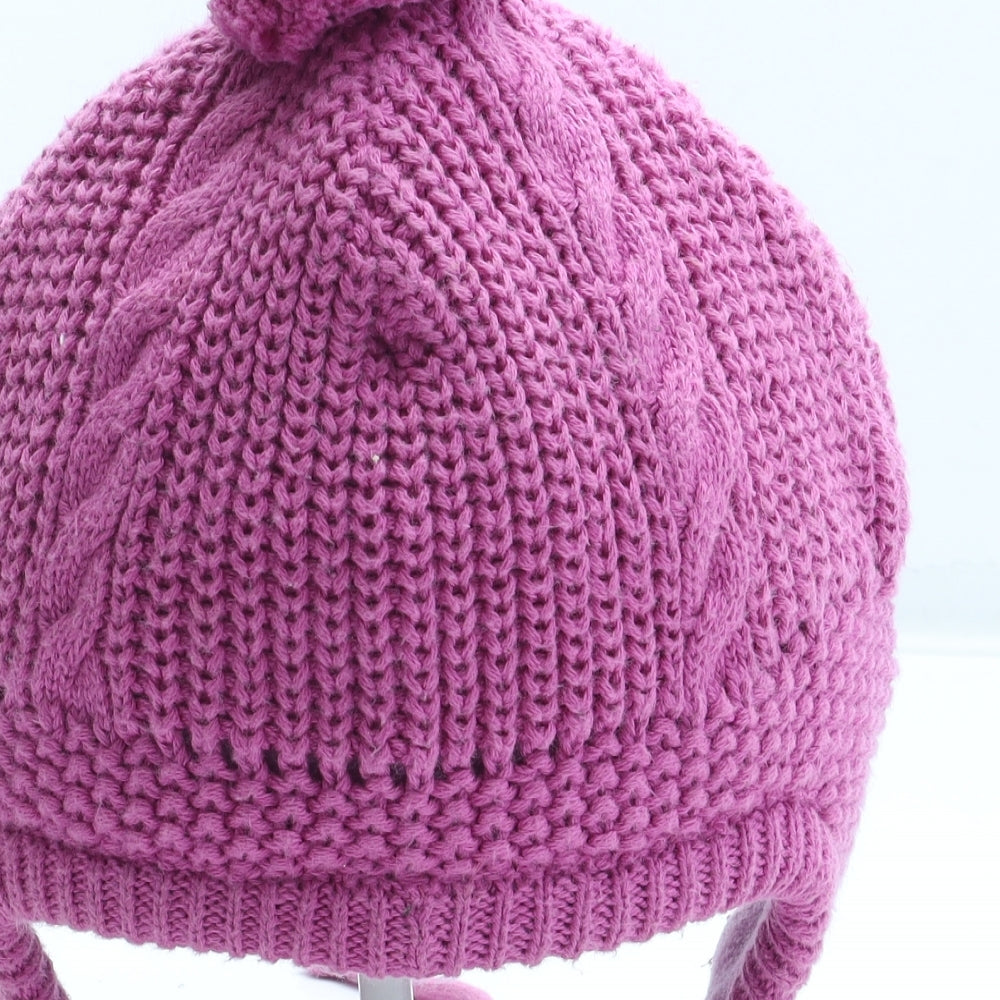 JoJo Maman Bébé Girls Pink Acrylic Winter Hat Size S
