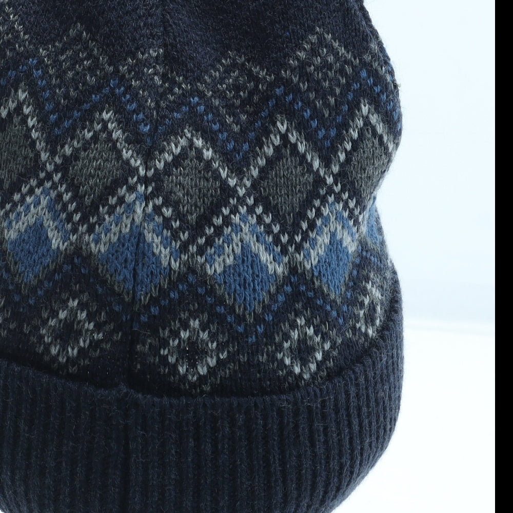 Preworn Boys Blue Fair Isle Acrylic Beanie Size S