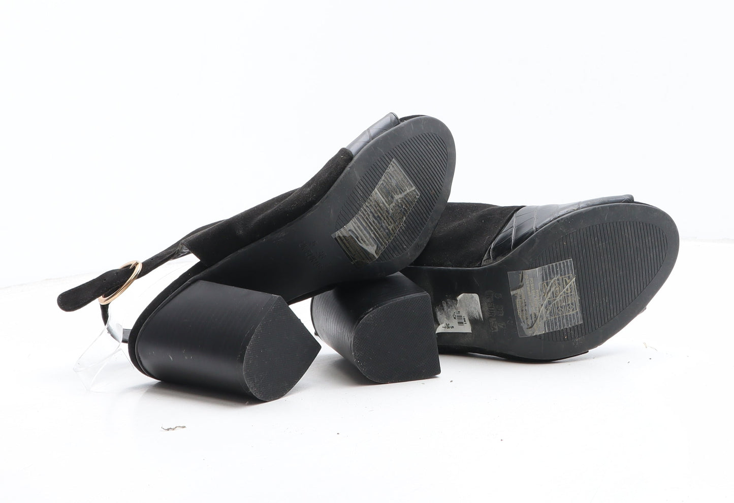 Primark Womens Black Synthetic Slingback Heel UK - Croc Texture
