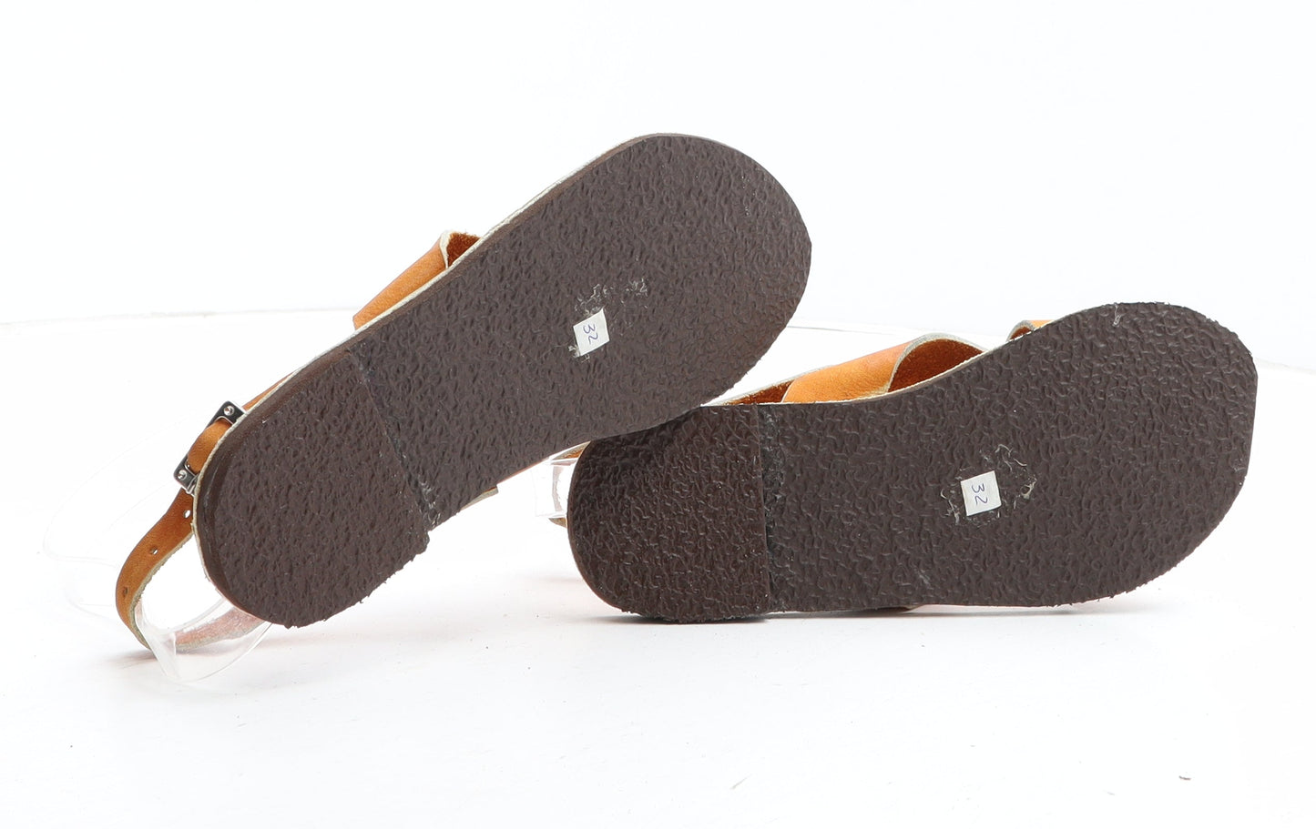 Preworn Girls Brown Synthetic Slip On Sandal UK 1 32 - UK Size Estimated 1