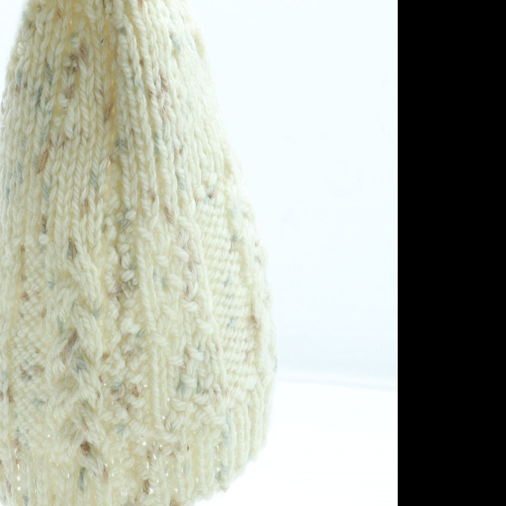 Preworn Girls Ivory Acrylic Bobble Hat Size S