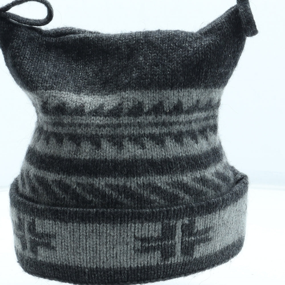 Preworn Boys Grey Geometric Wool Winter Hat One Size