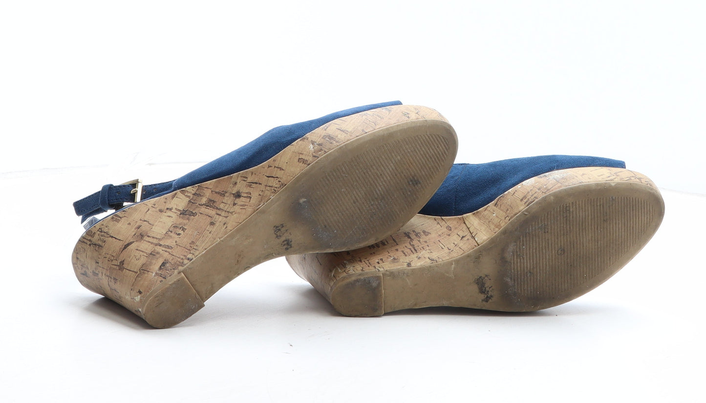F&F Womens Blue Synthetic Slingback Heel UK