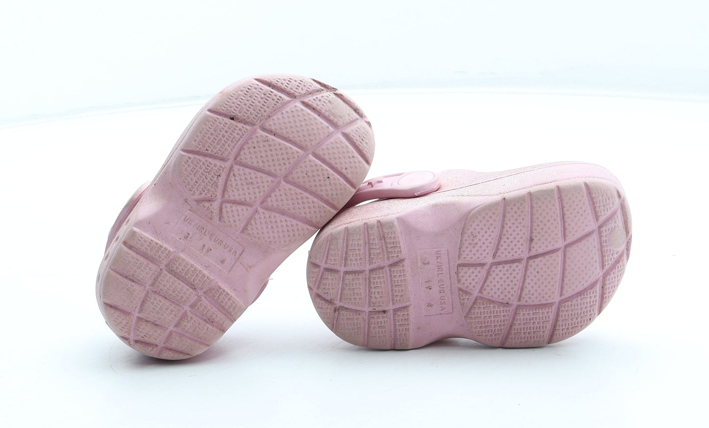 Preworn Girls Pink Geometric Rubber Clog Sandal UK 3 19 - Star Pattern